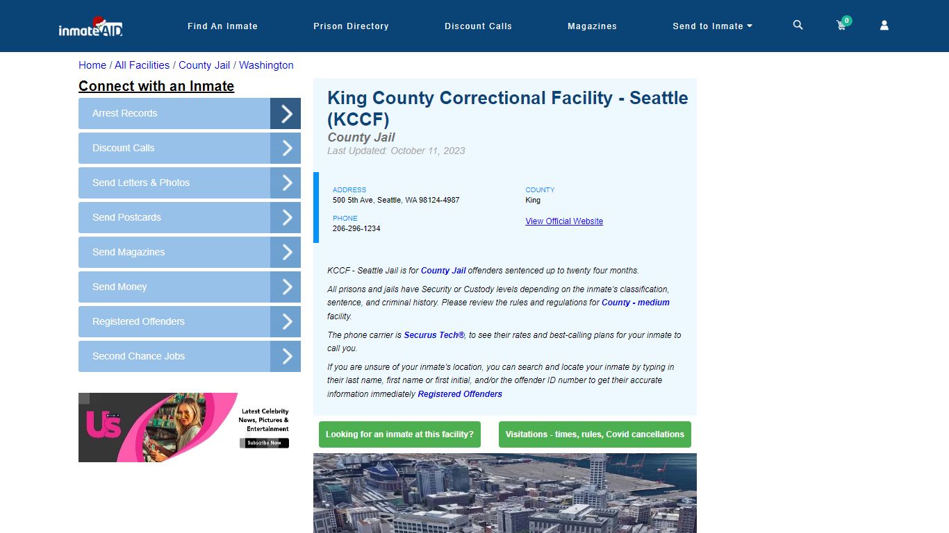 King County Correctional Facility - Seattle (KCCF) - Inmate Locator ...